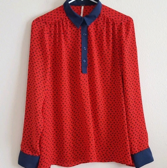 FREE PEOPLE HORSE PRINT BLOUSE - Picture 2 of 6